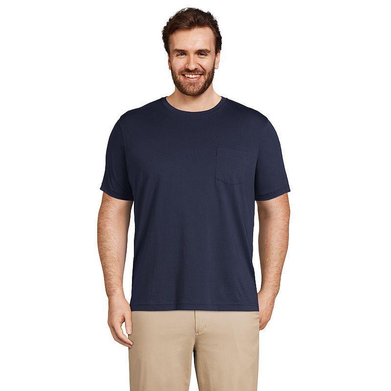 Big & Tall Lands End Supima Pocket Tee, Mens Radiant Blue Product Image