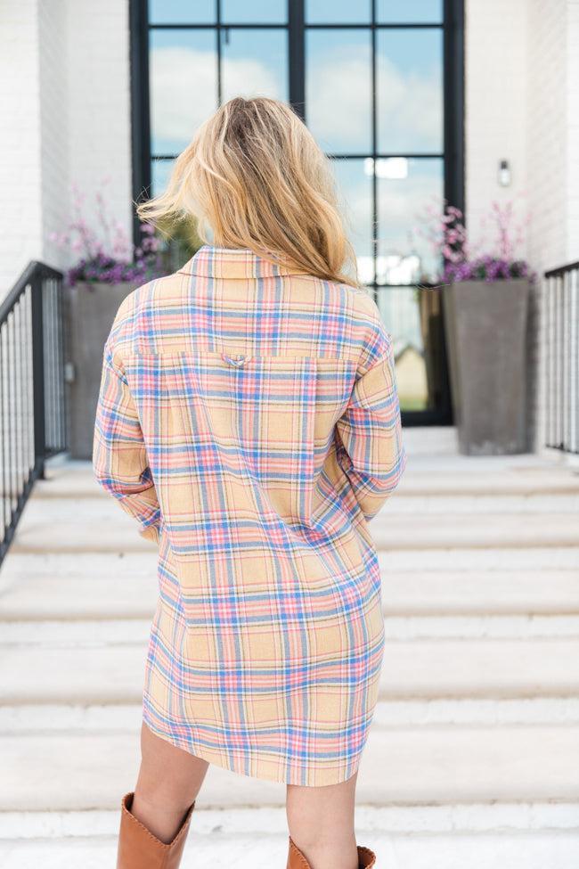 Breaking Plaid Yellow Shirt Dress FINAL SALE Product Image