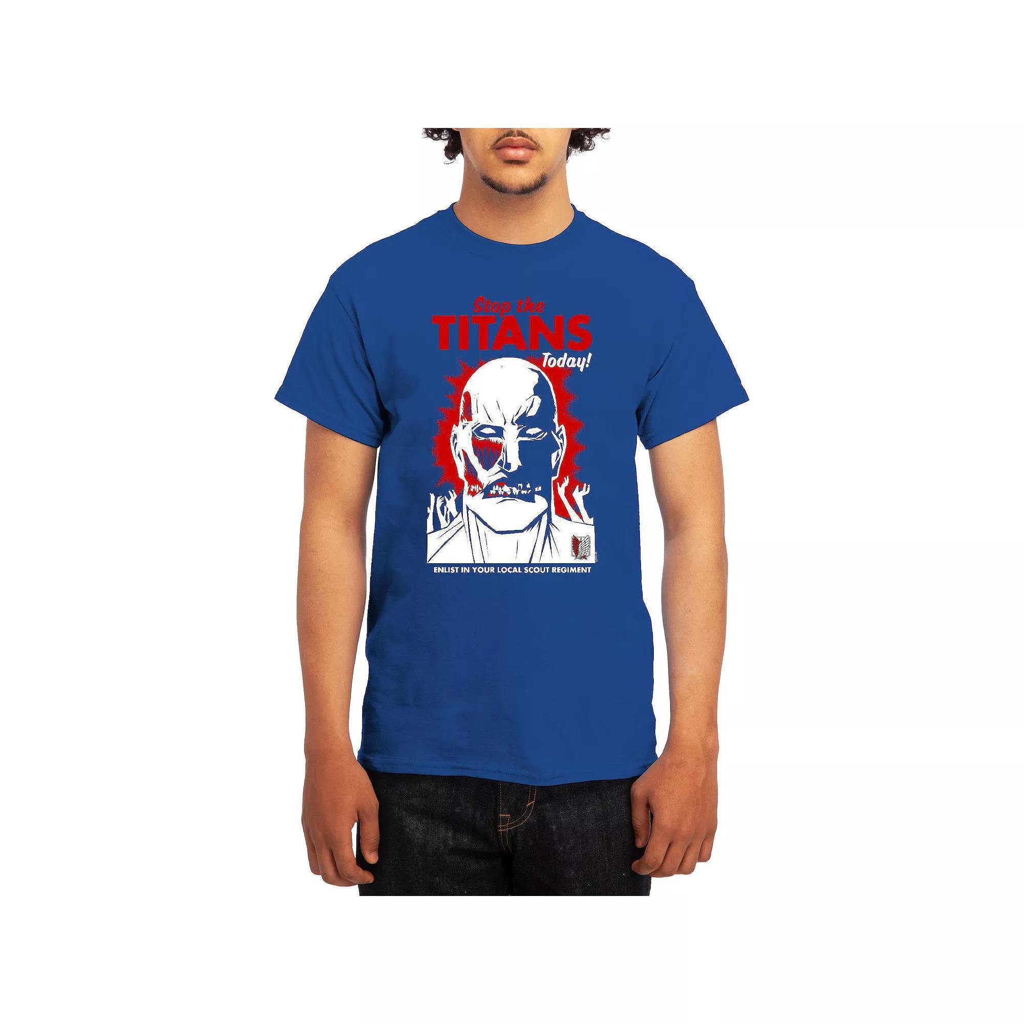 Men's Attack on Titan Titan Silhouette Sunset Tee, Size: Large, Turquoise Product Image
