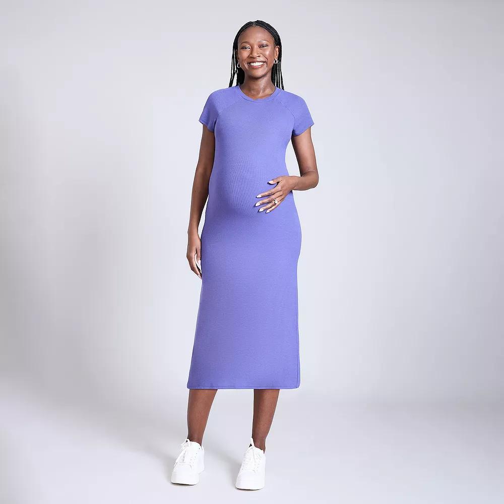 Maternity Motherhood® Ribbed Raglan Midi Dress, Women's, Size: XL-Mat, Skipper Blue Product Image