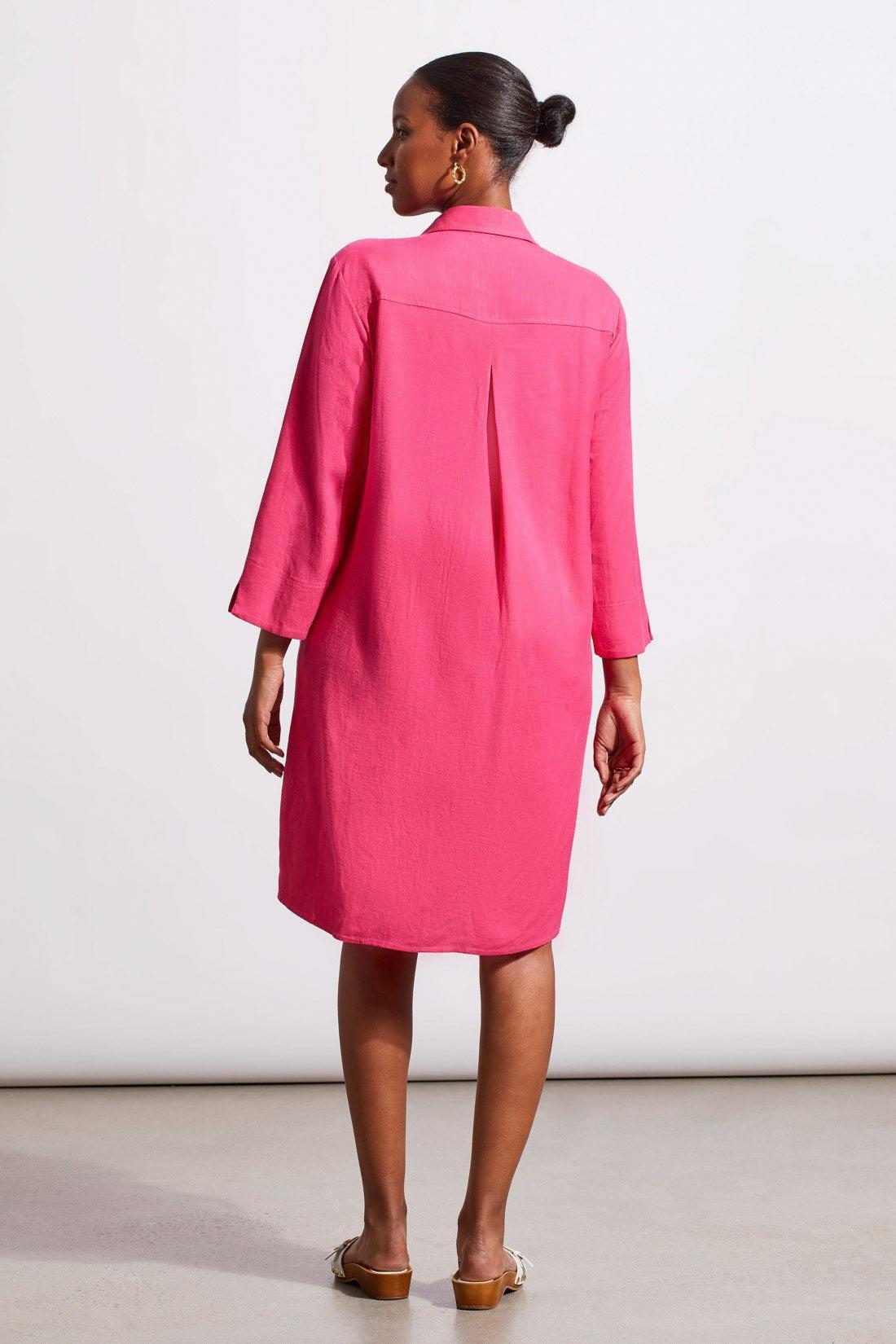 Three-Quarter Sleeve Dress w/Pockets- Raspberry Product Image