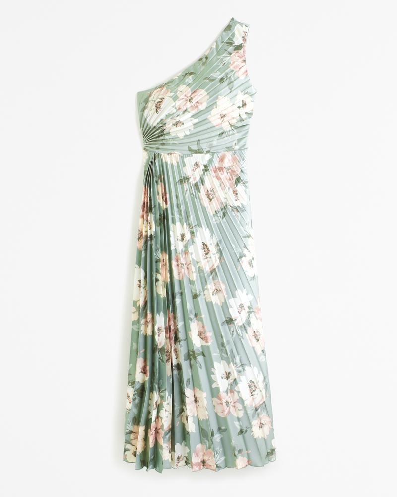 The A&F Giselle Pleated One-Shoulder Maxi Dress Product Image