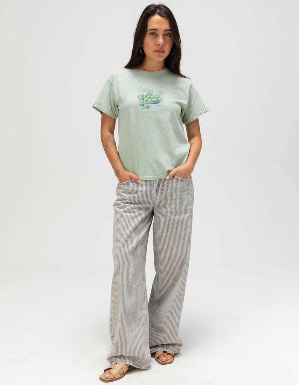 BDG Urban Outfitters Olive Womens Relaxed Baby Tee - SAGE Product Image