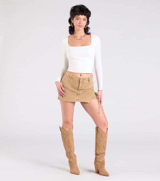 Take Me Places High-Rise Denim Mini Skort Product Image