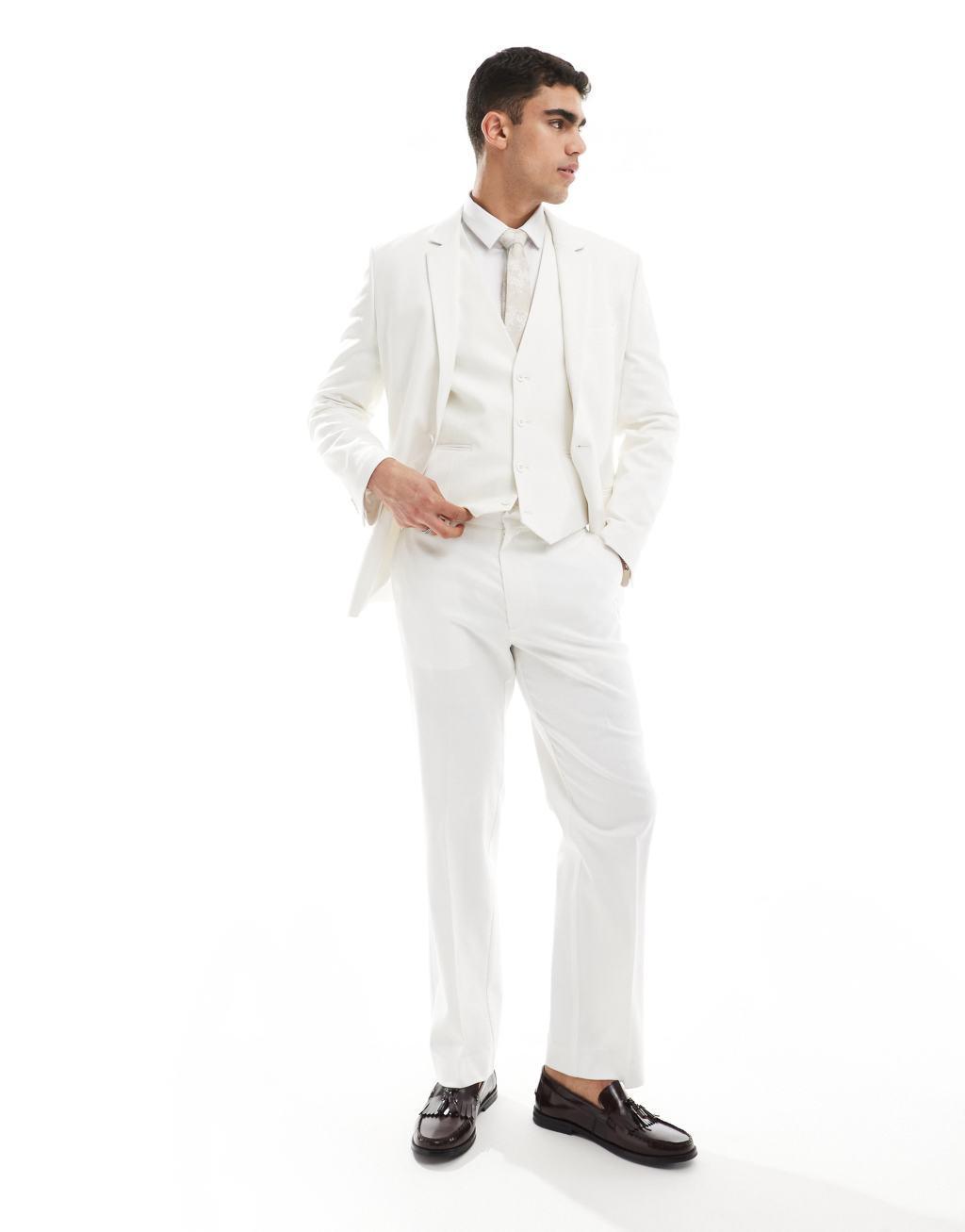 ASOS DESIGN slim suit vest in white Product Image