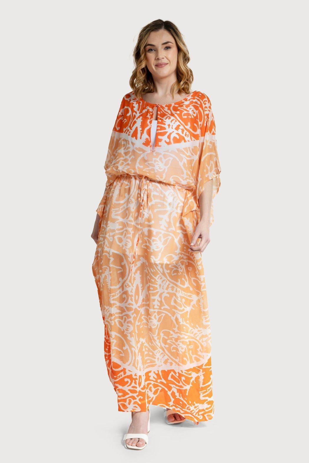 Floral Kaftan Tie Waist Monochrome Product Image