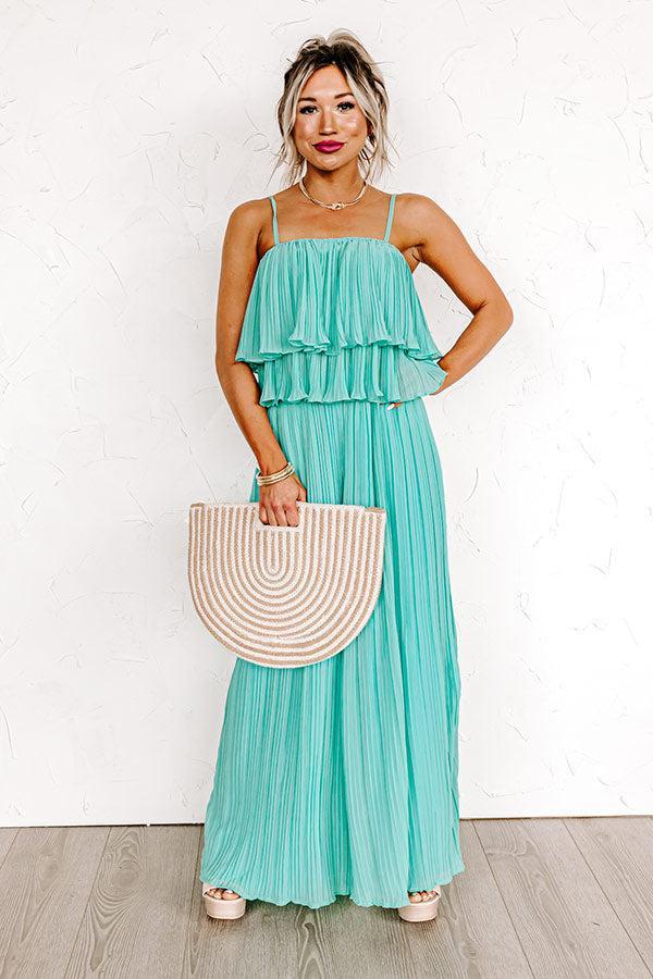 Visiting Italy Pleated Top In Aqua Product Image