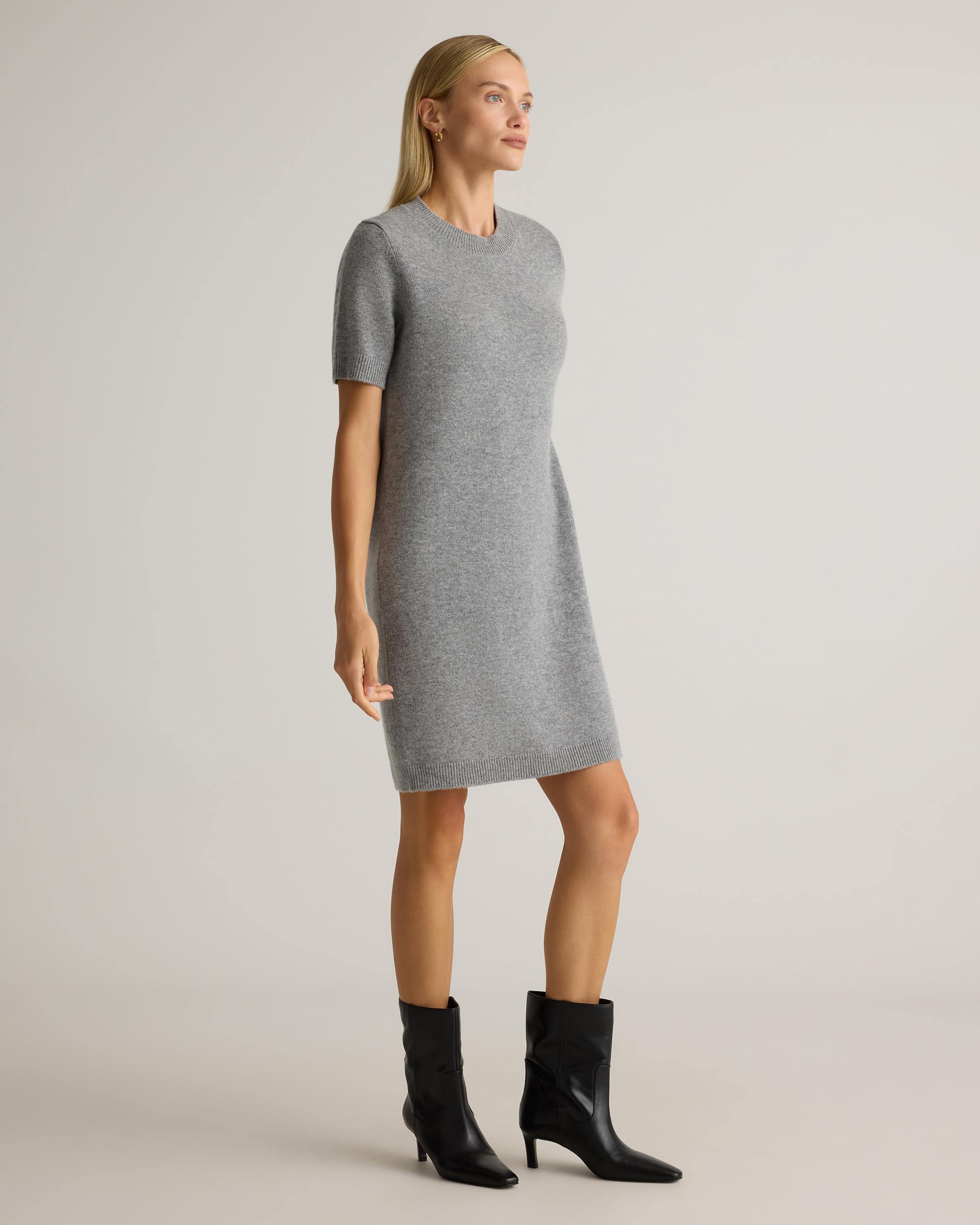 Quince | Women's Mongolian Cashmere Short Sleeve Mini Dress Size XL Product Image