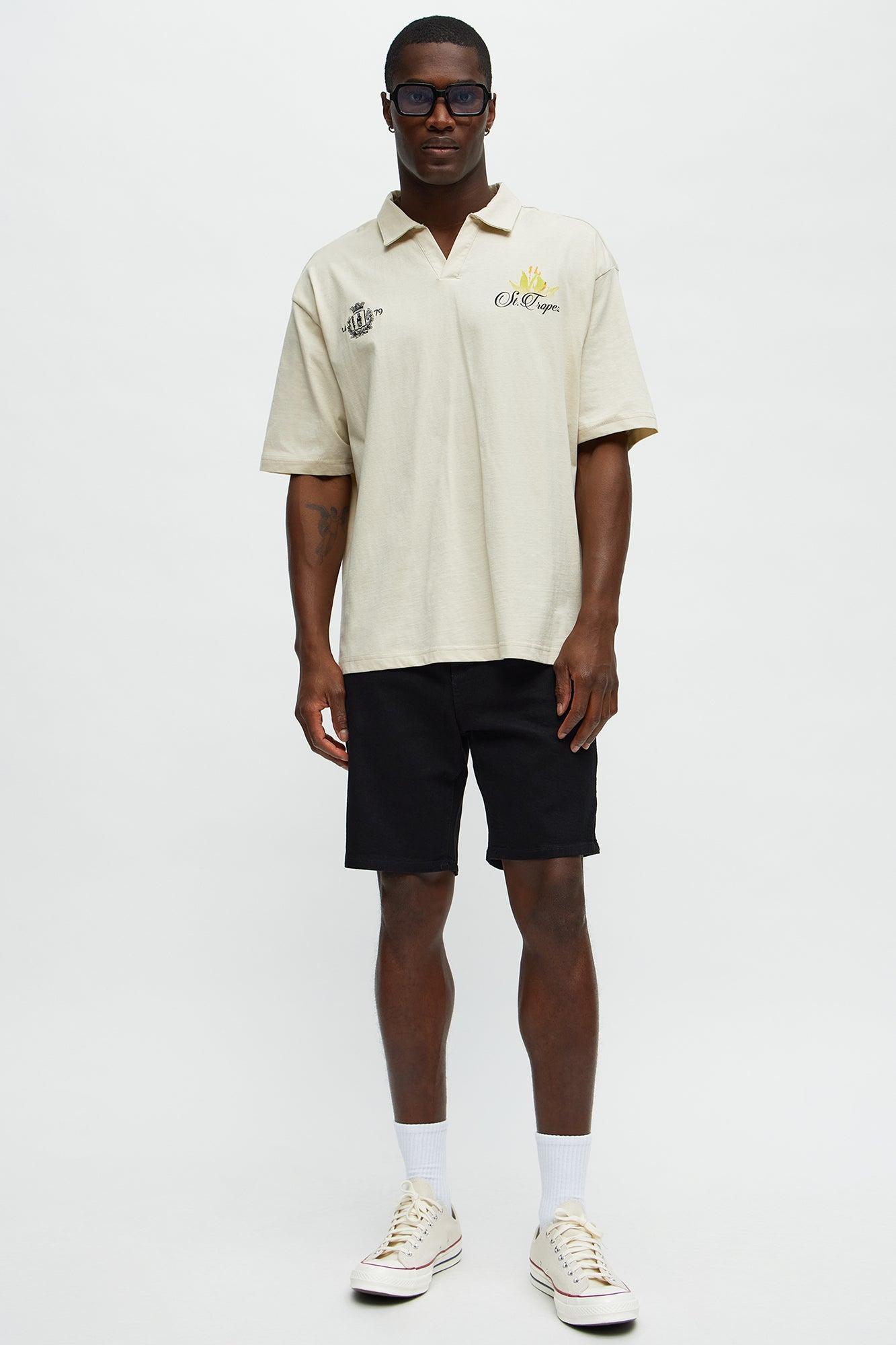 Saint Tropez Johnny Collar Short Sleeve Polo - Off White Product Image