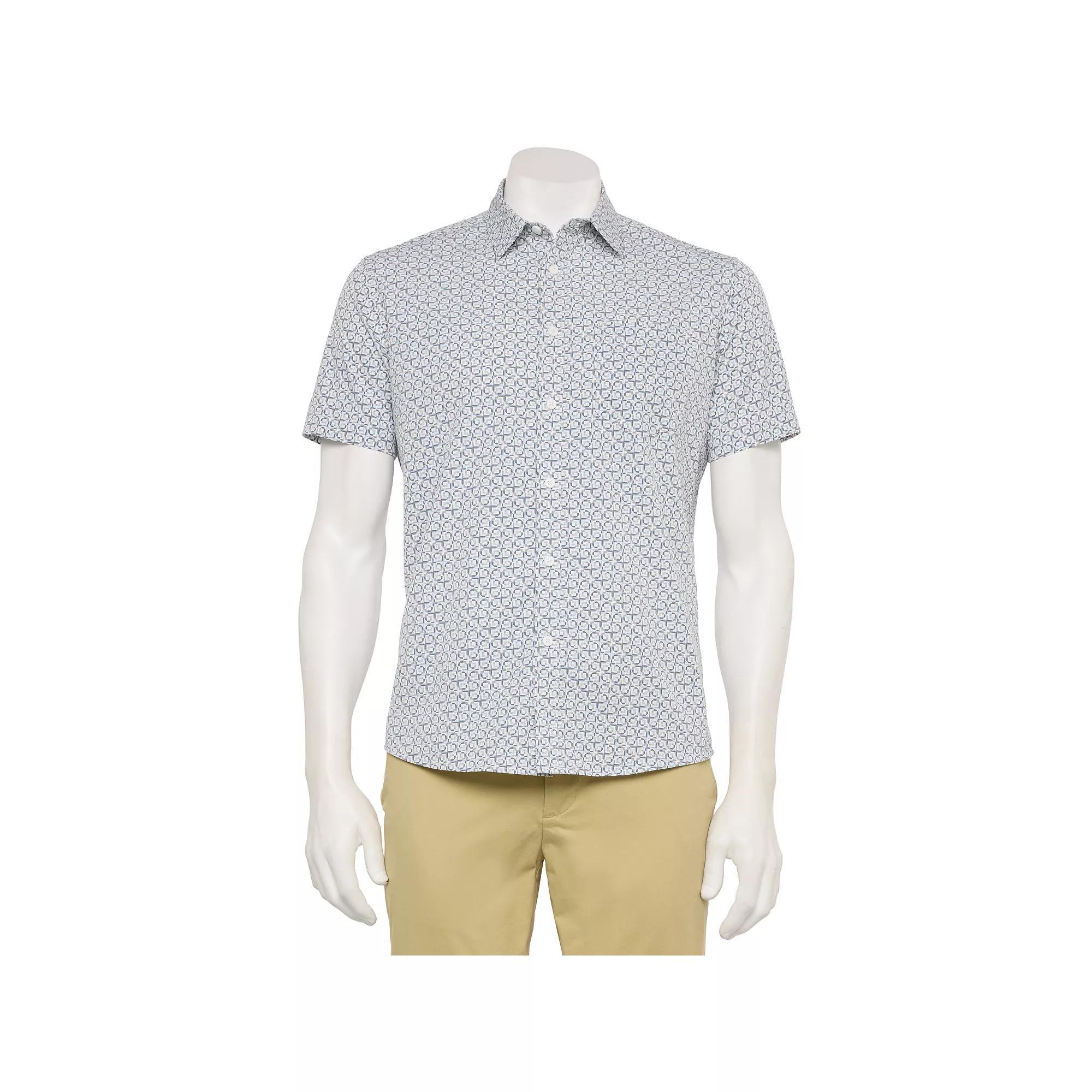 Men's FLX Slim Performance Untucked-Fit Button Down Shirt, Size: Medium SLIM, Blue Blue Product Image