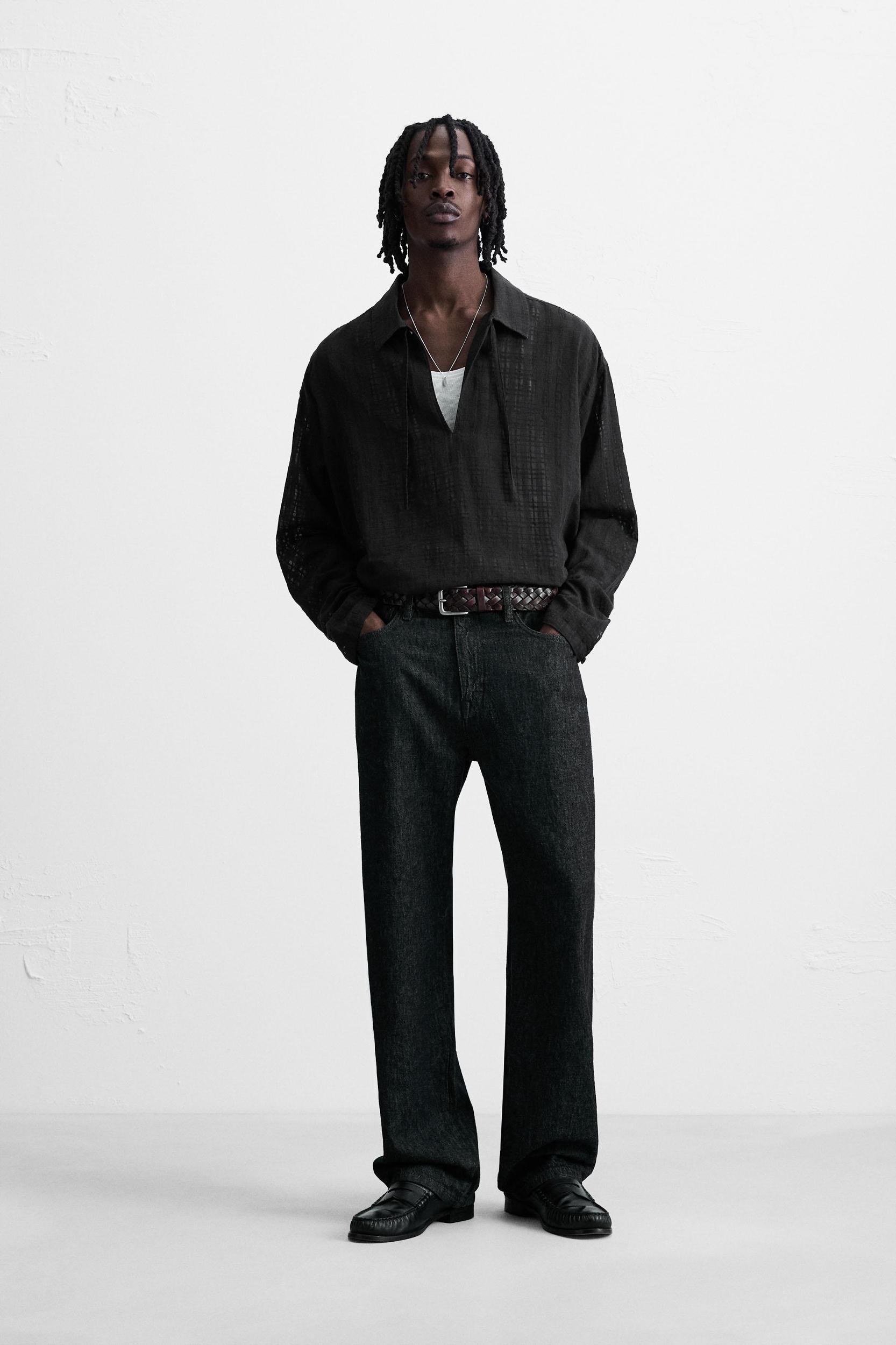 TEXTURED SEMI-SHEER POLO SHIRT Product Image