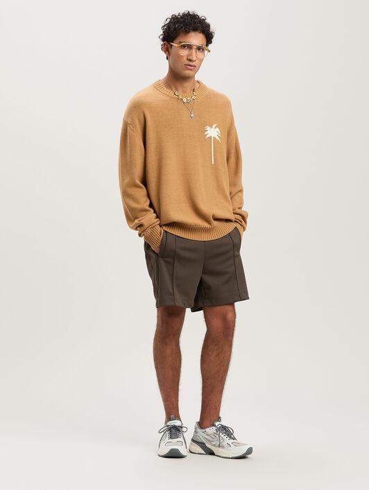 BACK PALMS KNIT SWEATER BEIGE - OFF WHIT Product Image