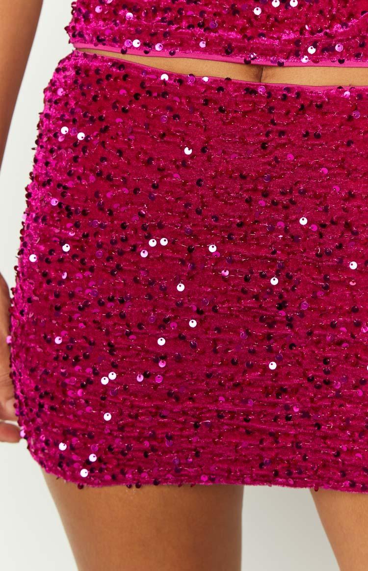 Glitz Magenta Sparkle Mini Skirt Product Image