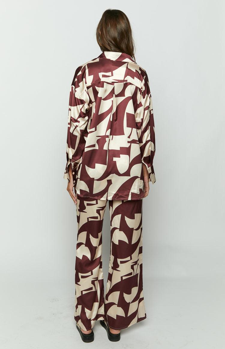 Journee Brown Print Pants Product Image