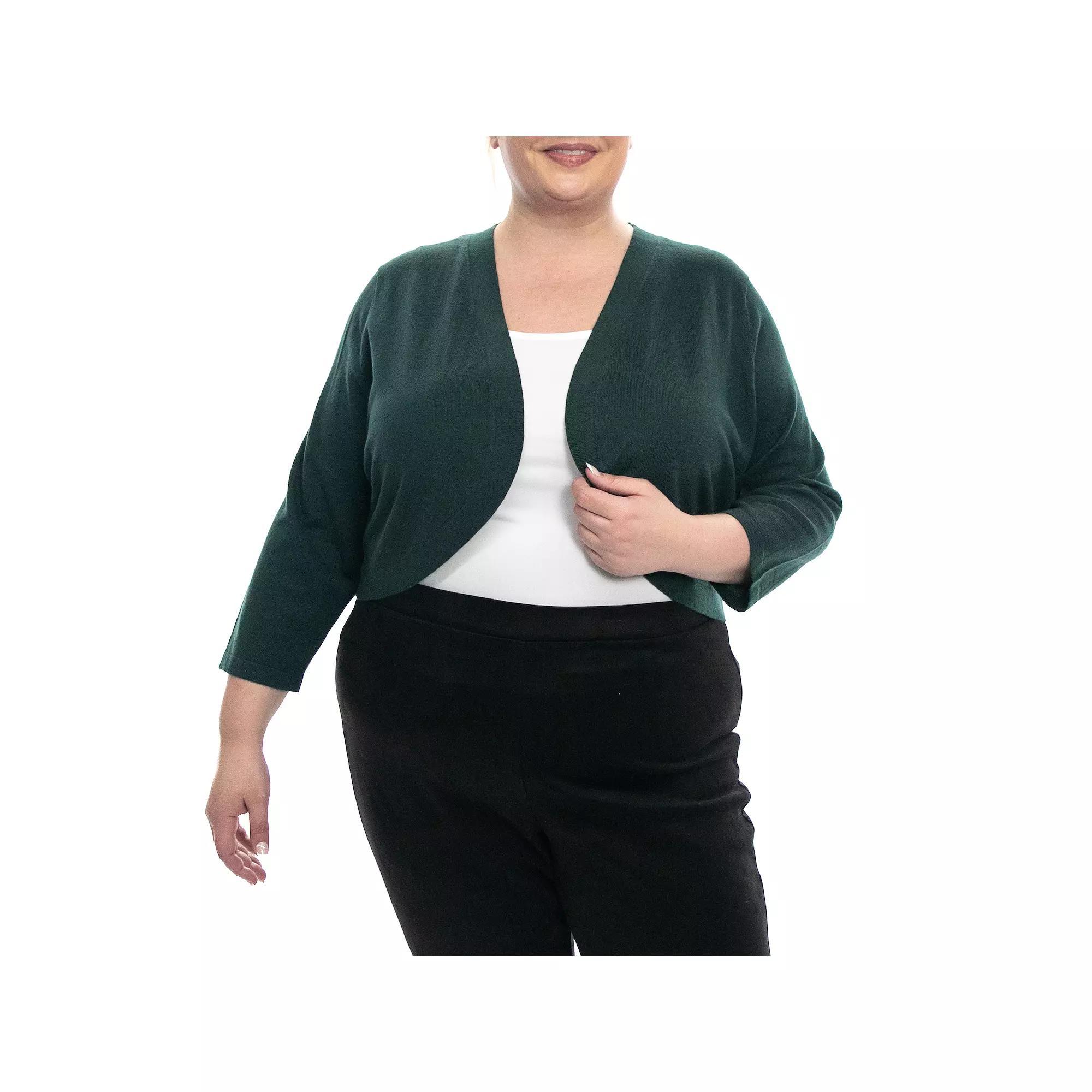 Plus Size Nina Leonard Classic Bolero, Womens Rich Green Product Image