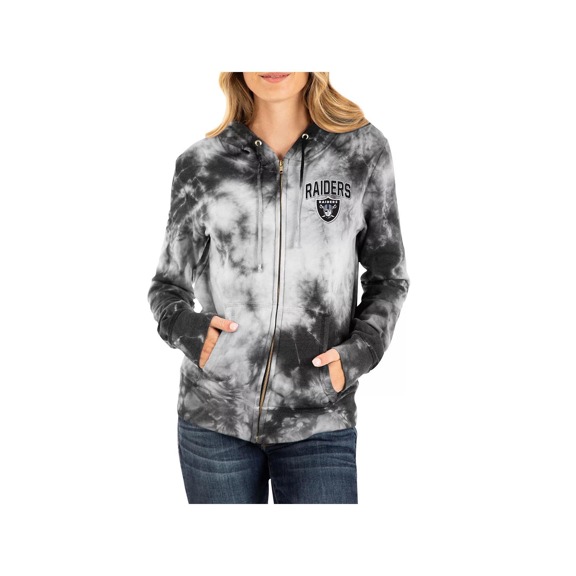 Womens New Era Black Las Vegas Raiders Tie Dye Fleece Full-Zip Hoodie Product Image
