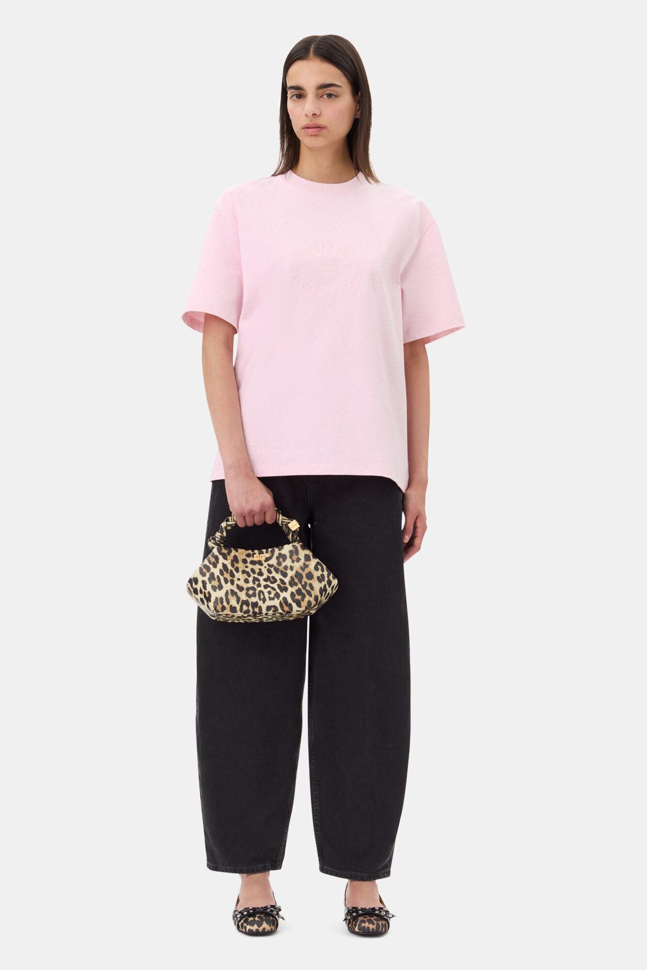 Pink Heavy Cotton Drop Shoulder Heart T-shirt Product Image