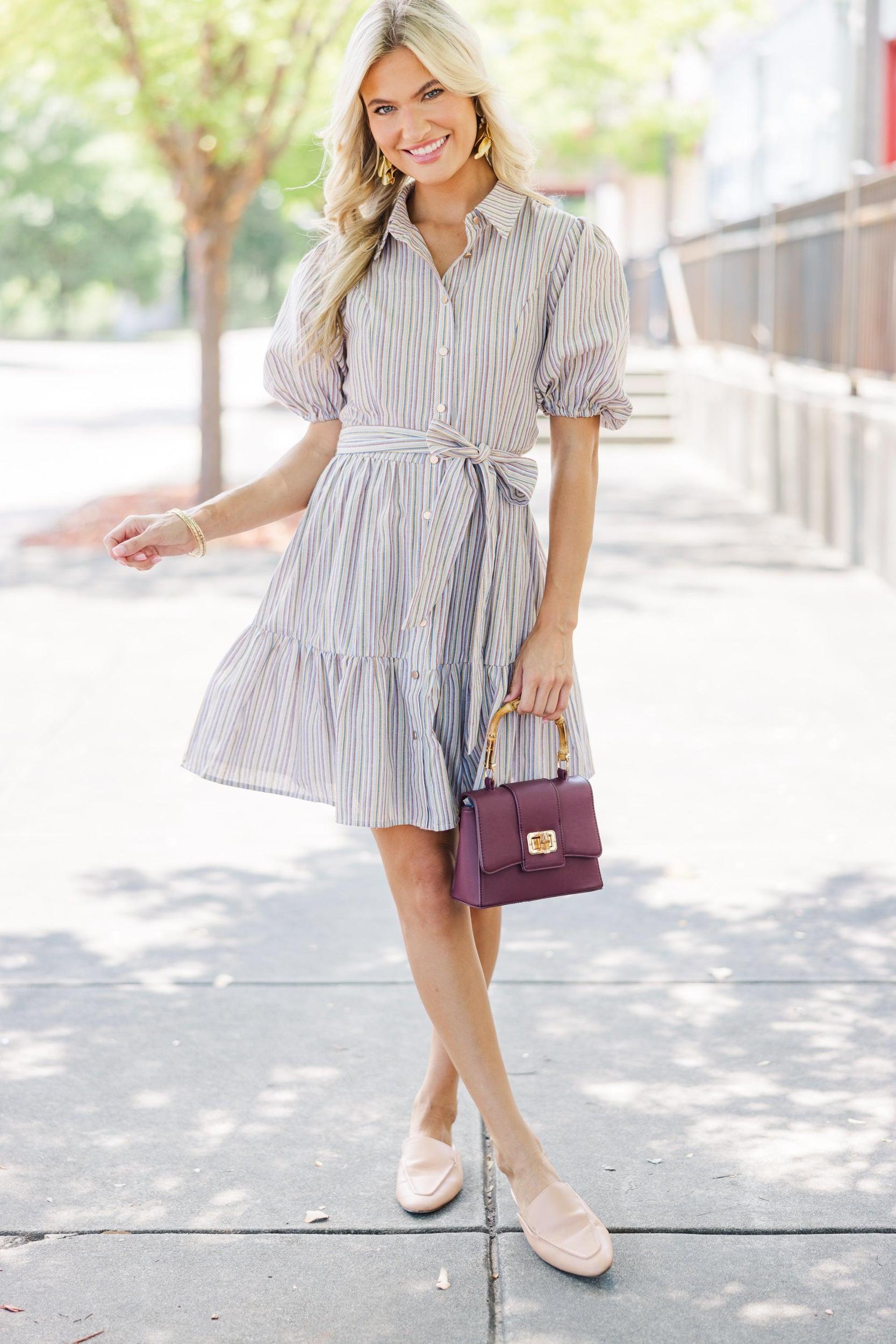 Win Their Hearts Blue Striped Dress Female Product Image