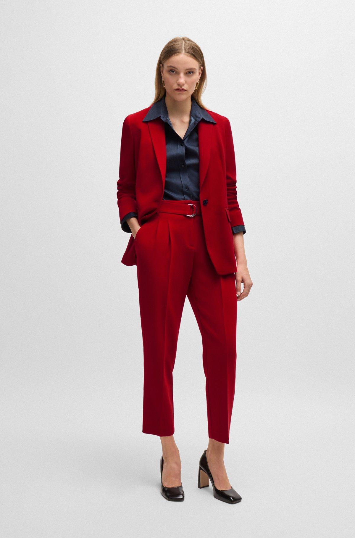 Regular-fit cropped trousers in crease-resistant crepe Product Image