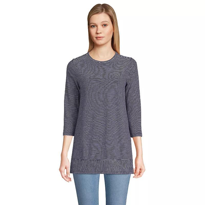 Women's Lands' End Slub Jersey Swing Tunic, Size: XS, White Black Stripe Product Image