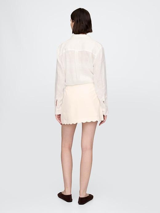 Linen-Blend Scalloped Mini Skort Product Image