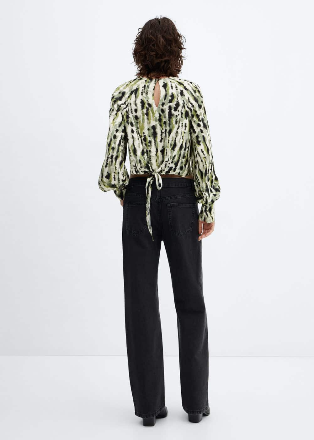 Mango Womens Bow Printed Blouse Product Image