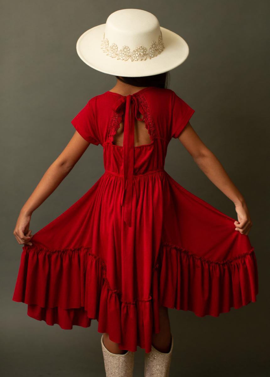 Adrianna Dress in Crimson Girls Product Image