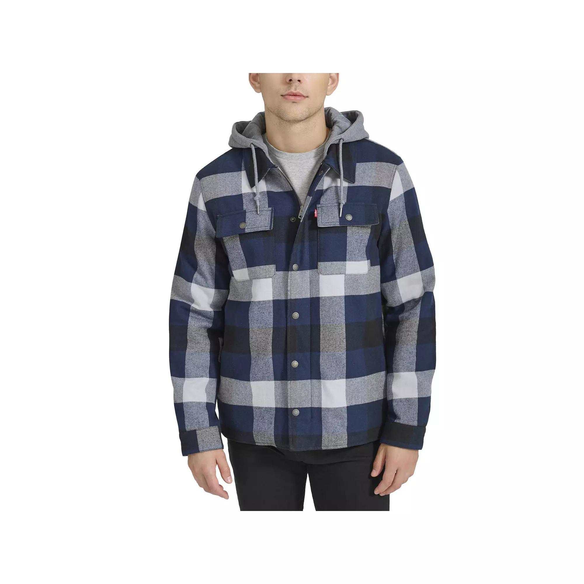 Men's Levi's® Shirt Jacket with Fleece Hood, Size: XXL, Brown Plaid Product Image