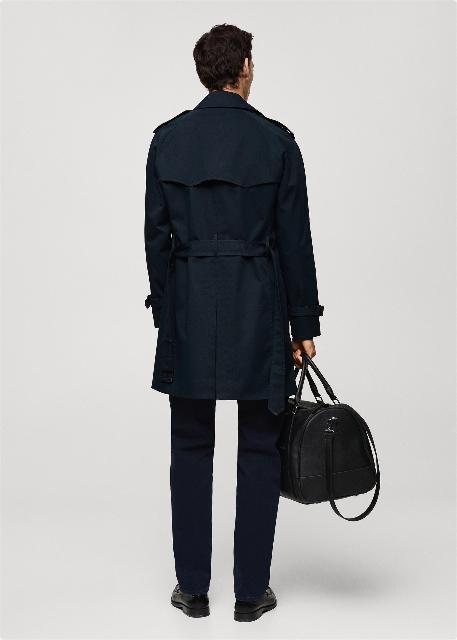 Water-repellent belted trench coat - Men | MANGO USA Product Image