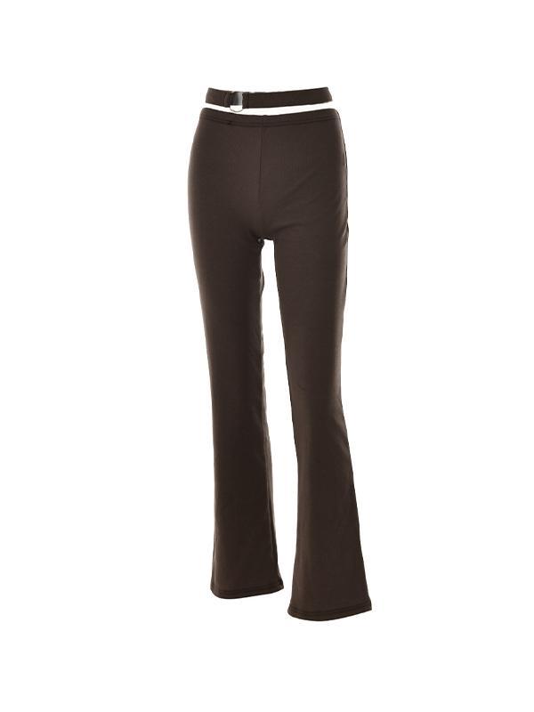 Solid Low Rise Flare Leg Pants Product Image