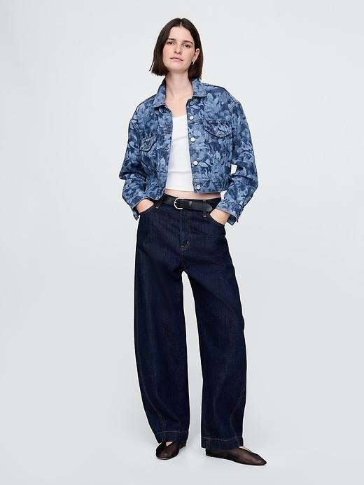 Cropped Floral Denim Icon Jacket Product Image