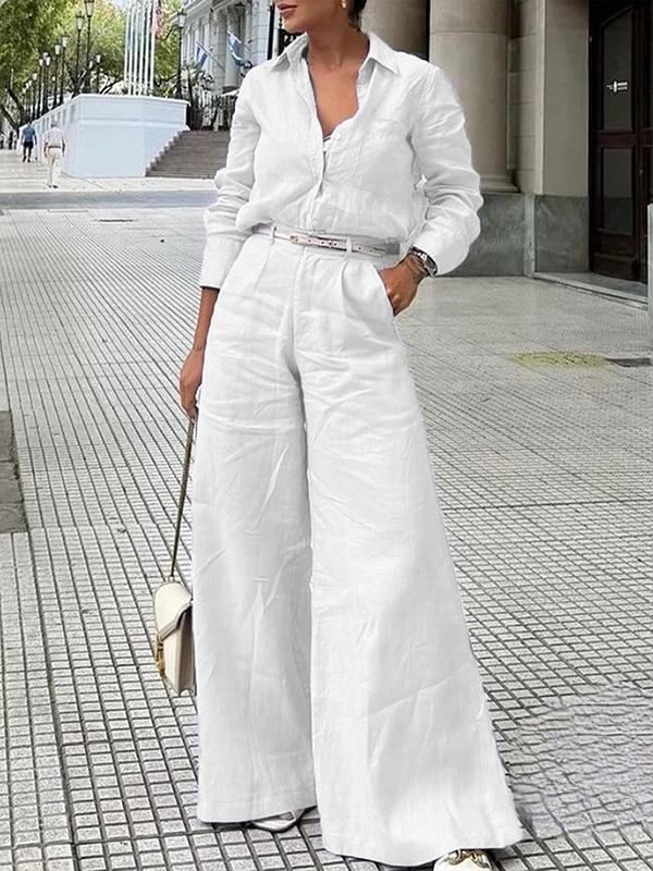 Long Sleeves Loose Solid Color Split-Joint Lapel Blouses&Shirts Tops Product Image