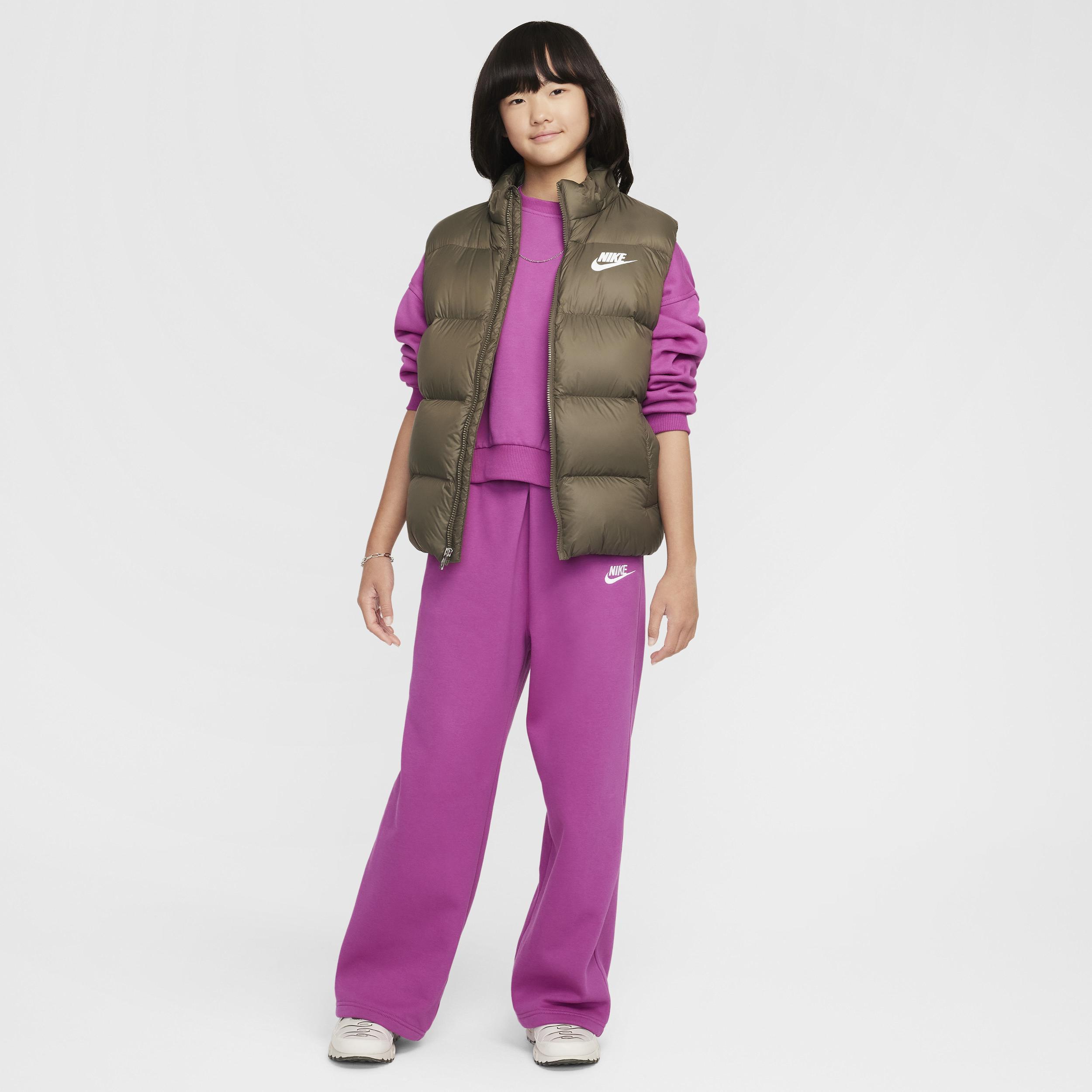 Nike Kids' Sportswear Club Fleece Wide Leg Sweatpants in Hot Fuchsia/White at Nordstrom Product Image