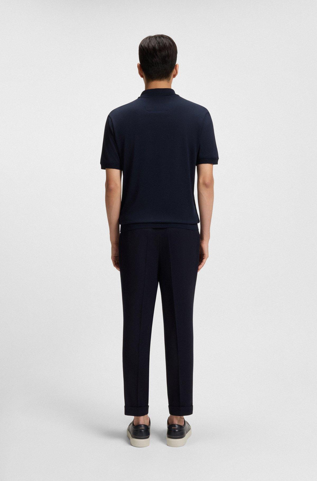 Cotton-silk knit polo with cabled front Product Image