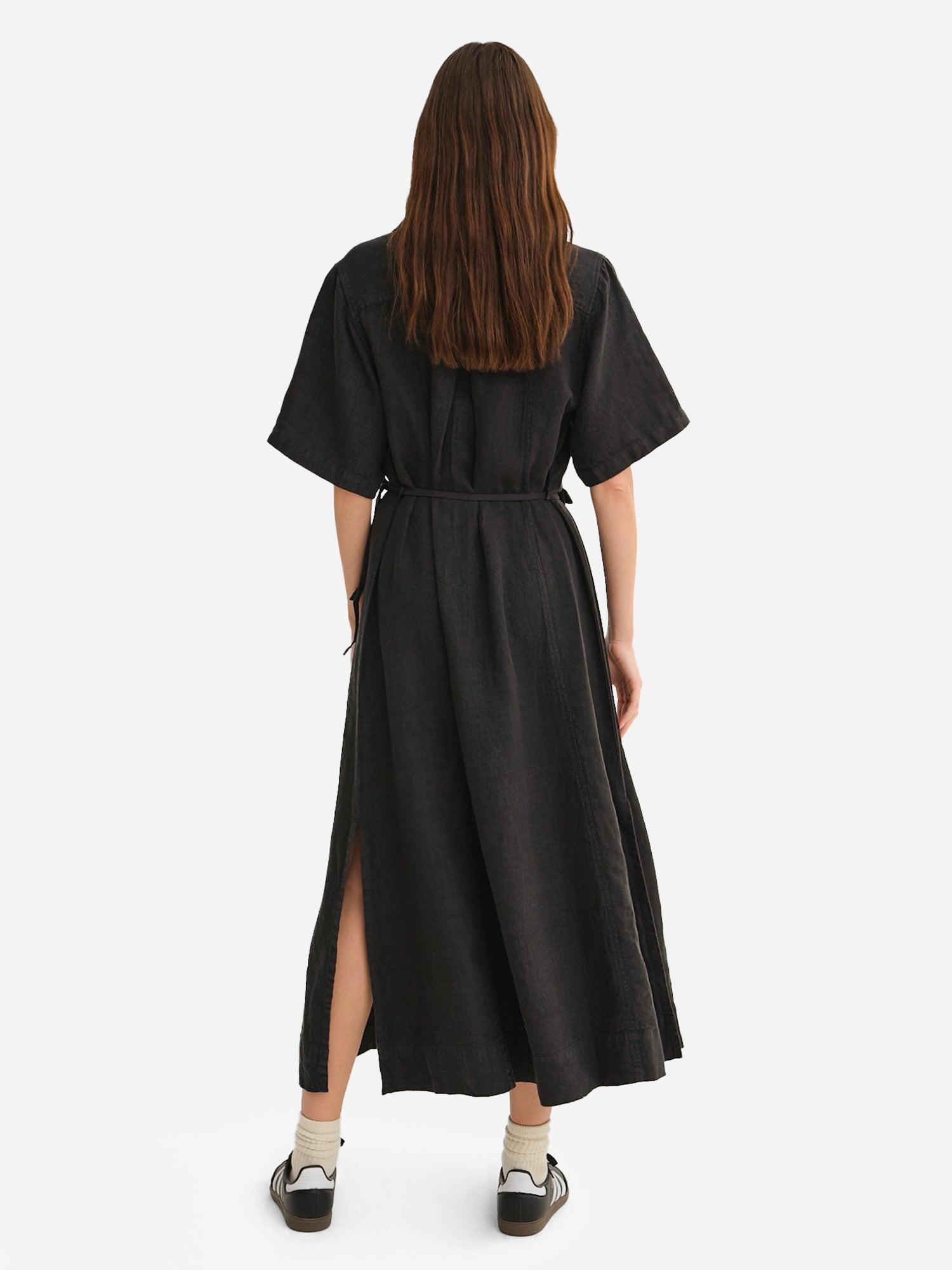 Organic Linen Belt Maxi Dress Female Product Image