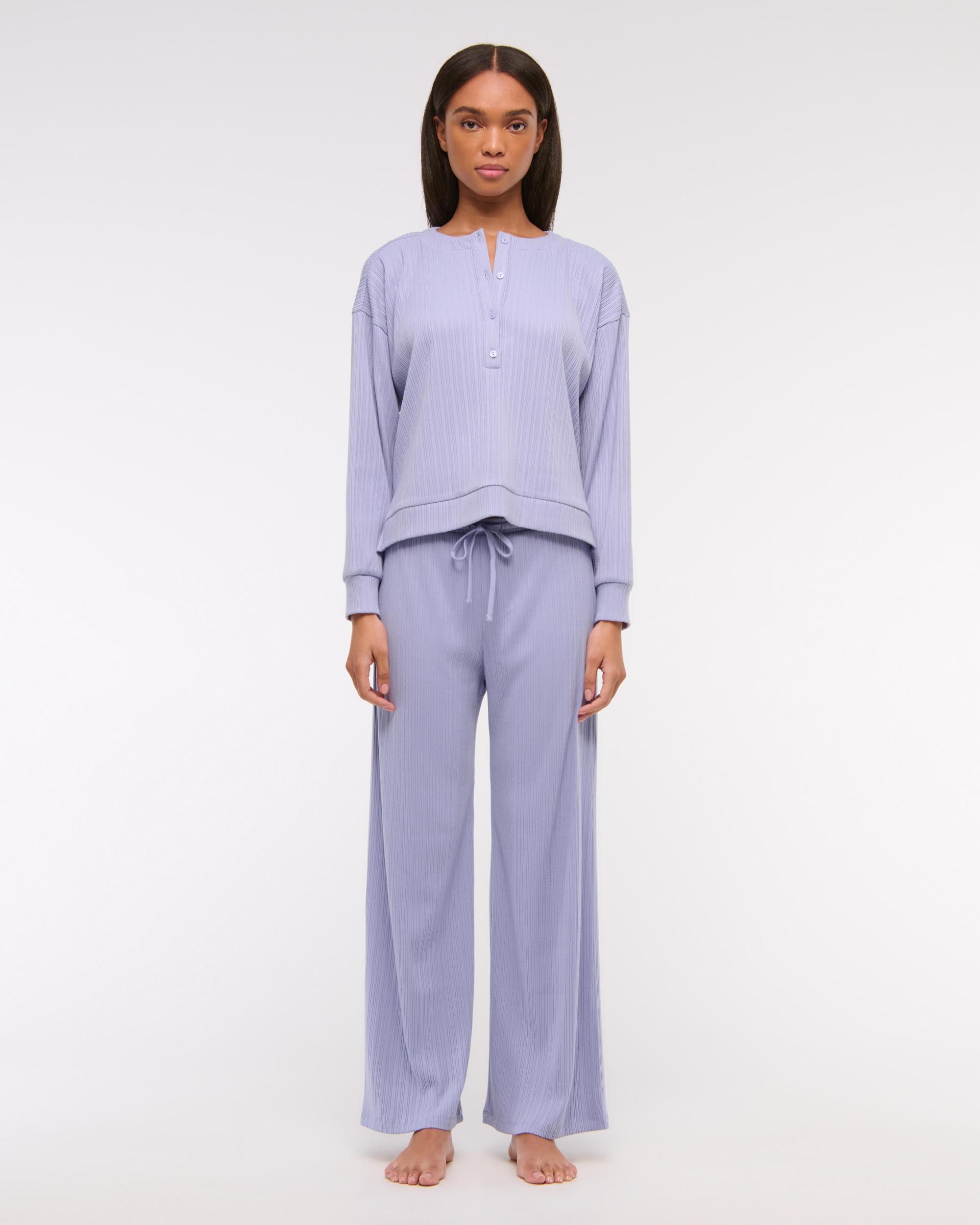 Lounge Wide Rib Henley Sweatshirt Product Image