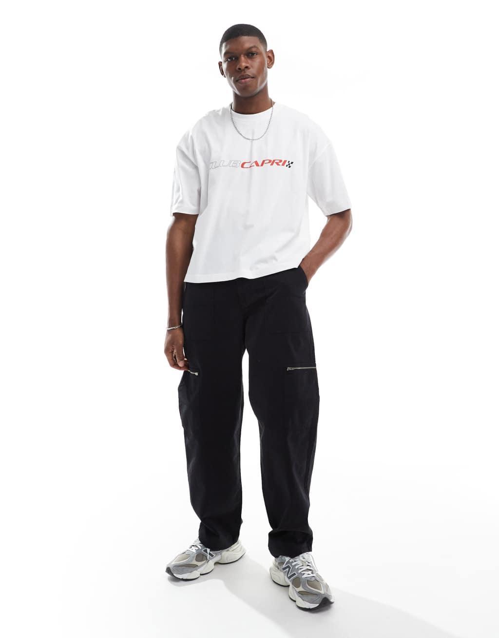 ASOS DESIGN boxy oversized T-shirt with city graphic in white Product Image