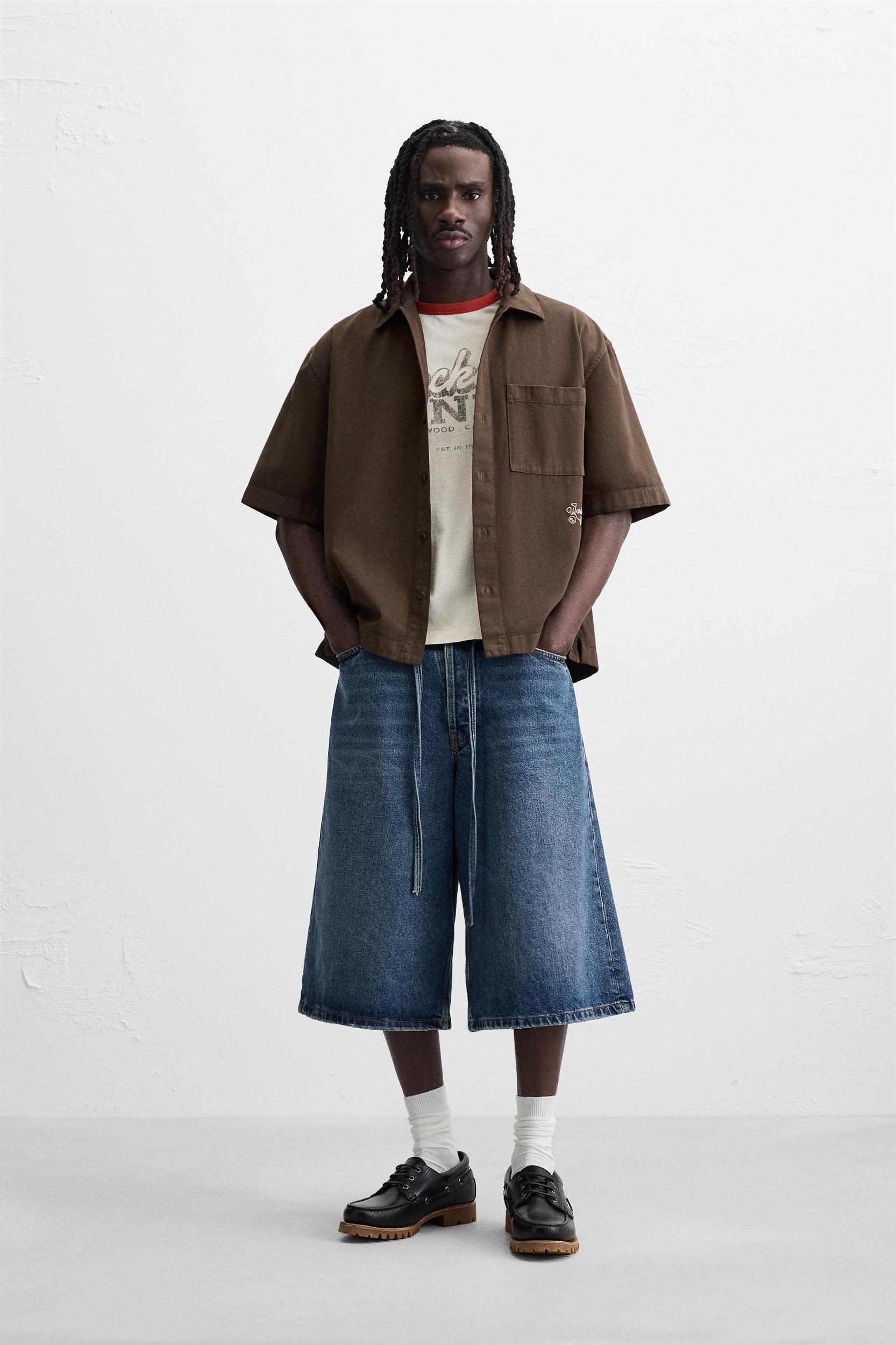 EMBROIDERED RELAXED FIT OVERSHIRT Product Image