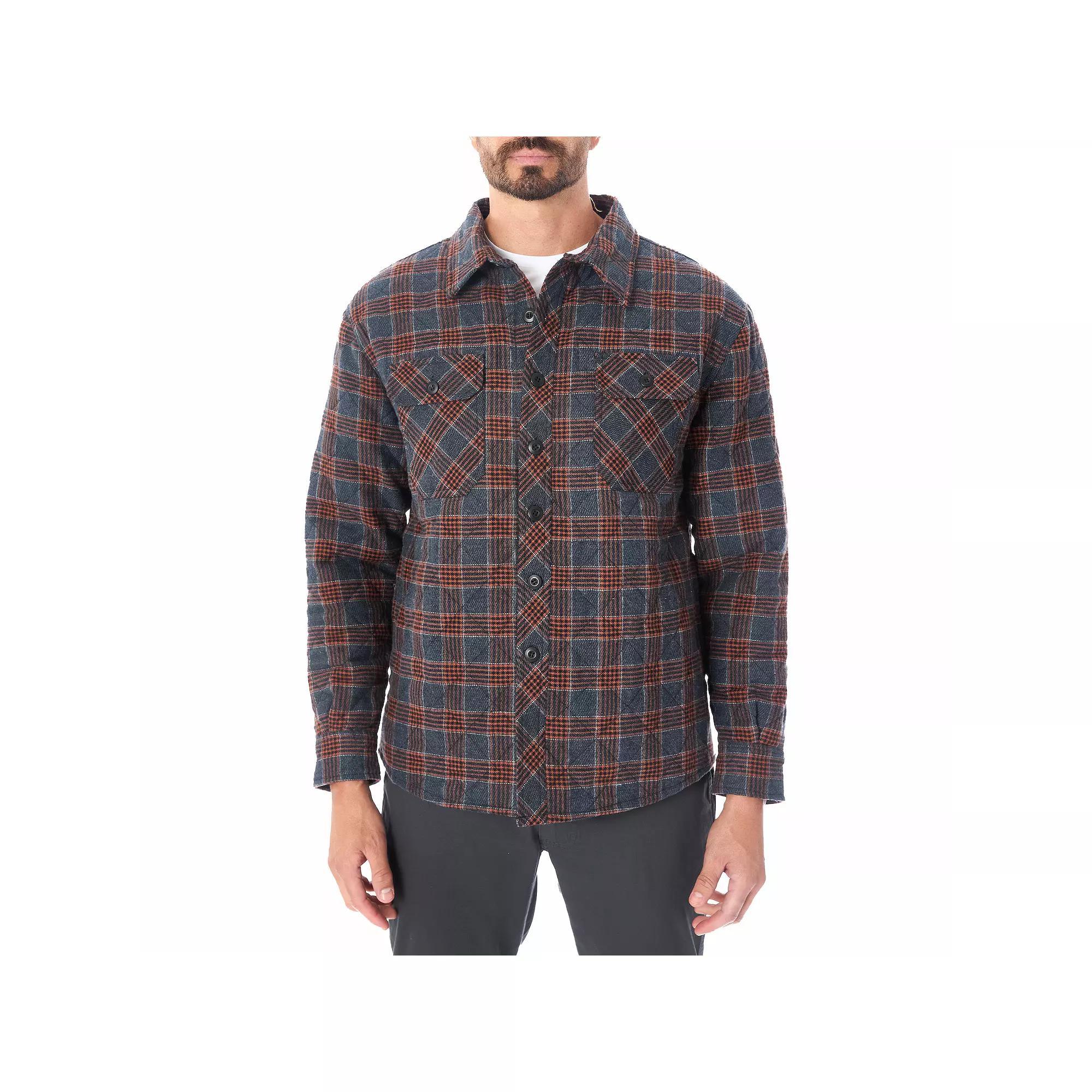Men's Smith's Workwear Quilted Flannel Shirt Jacket, Size: XL, Red Blue Product Image