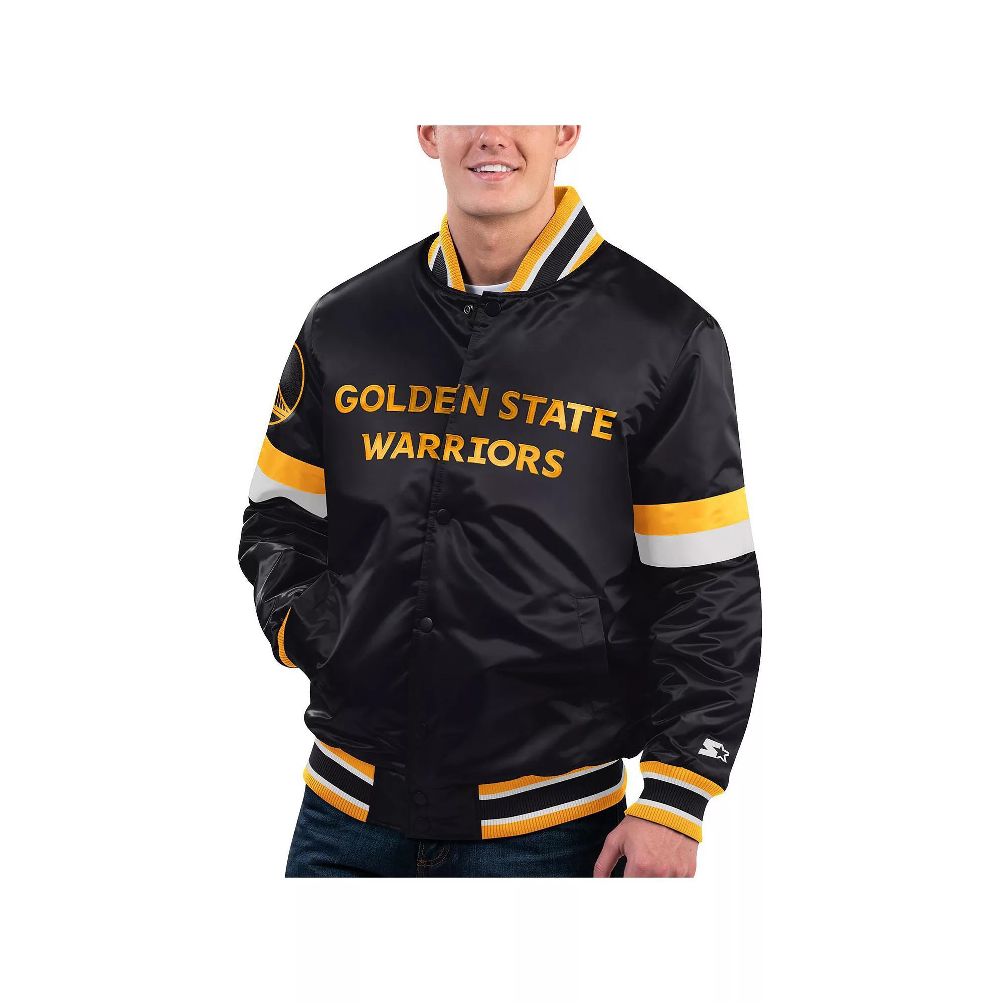 Mens Starter Golden State Warriors Home Game Satin Full-Snap Varsity Jacket Product Image