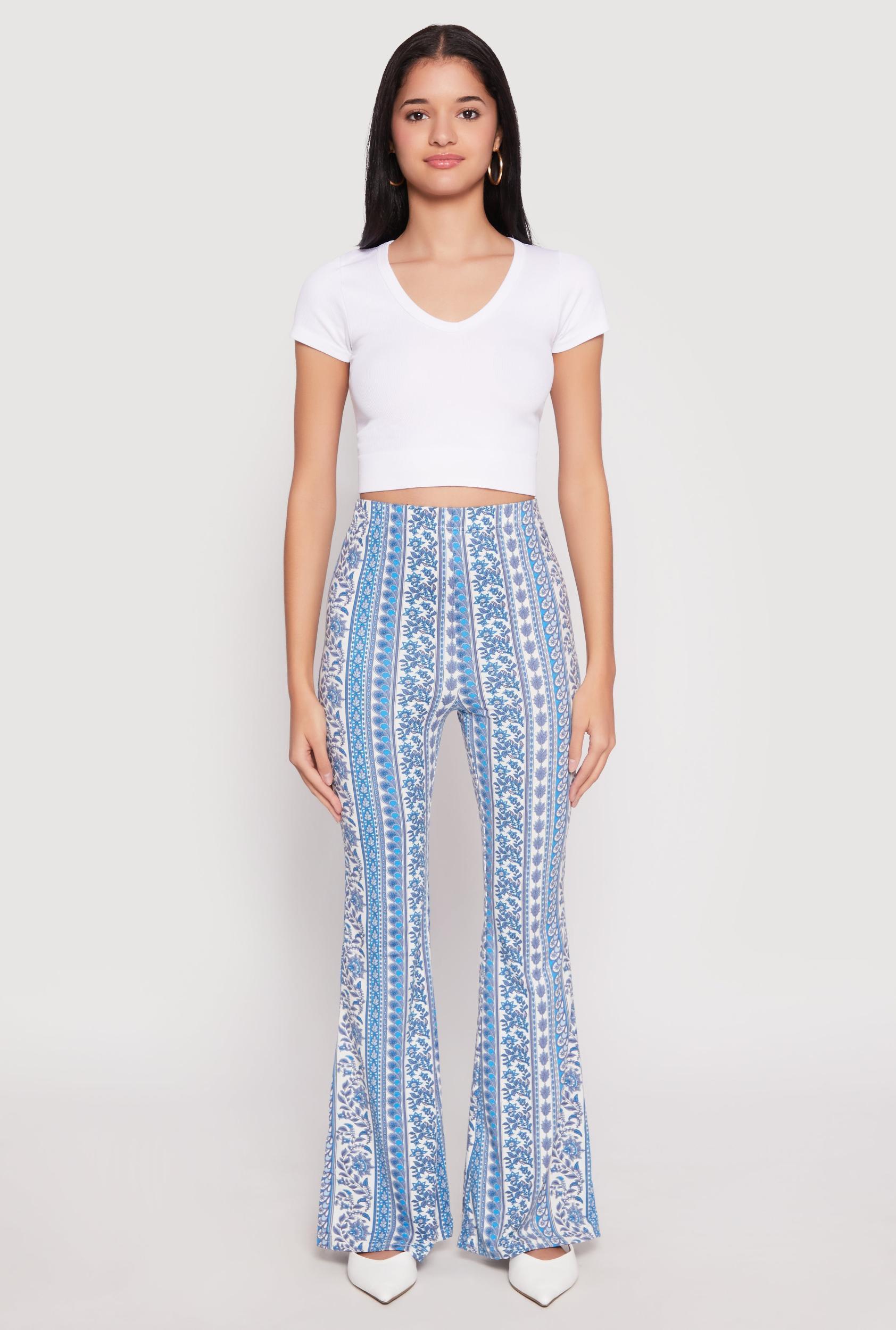 Womens Boho Print Flare Pants Product Image
