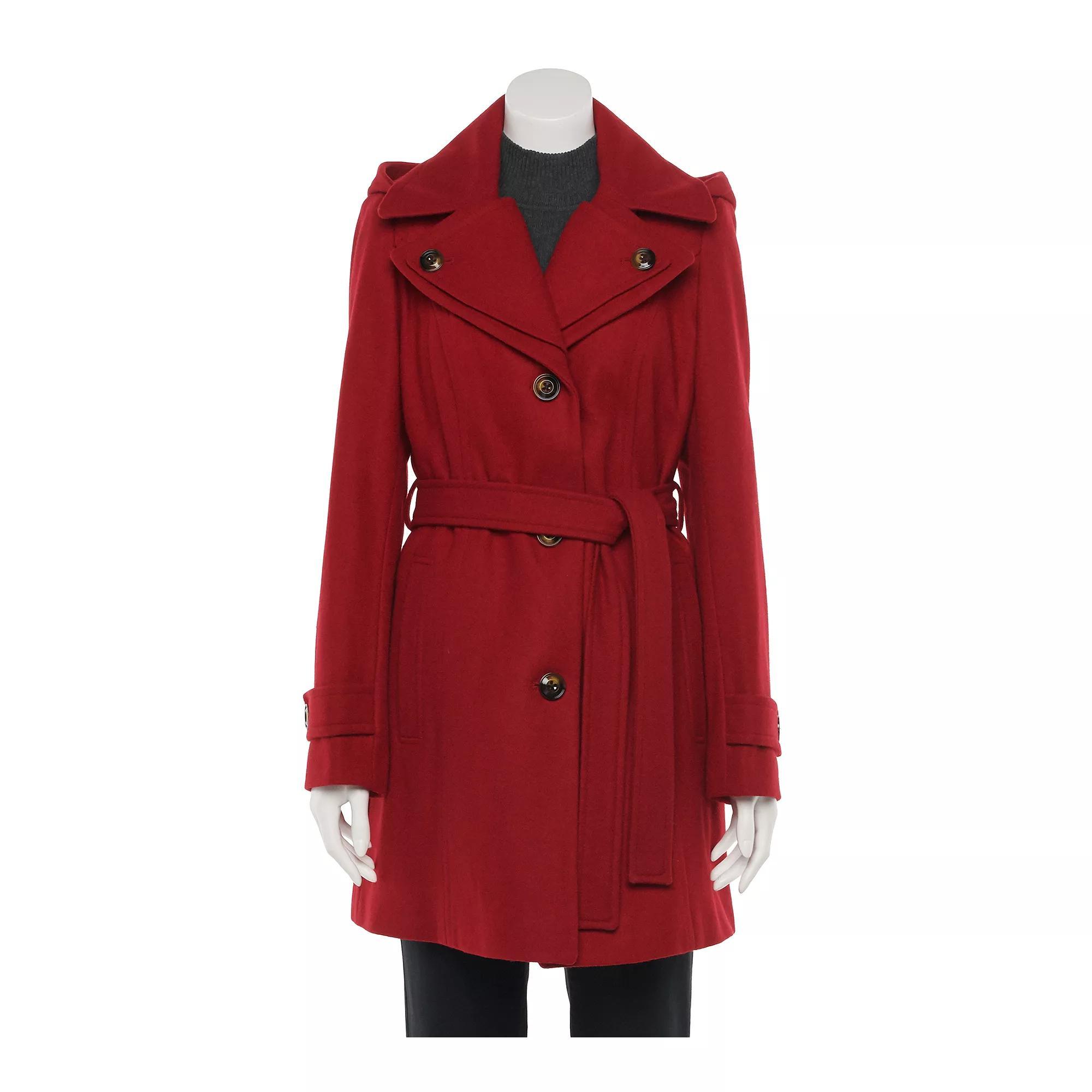 Women's TOWER by London Fog Wool Blend Trench Coat, Size: Large, Red Product Image