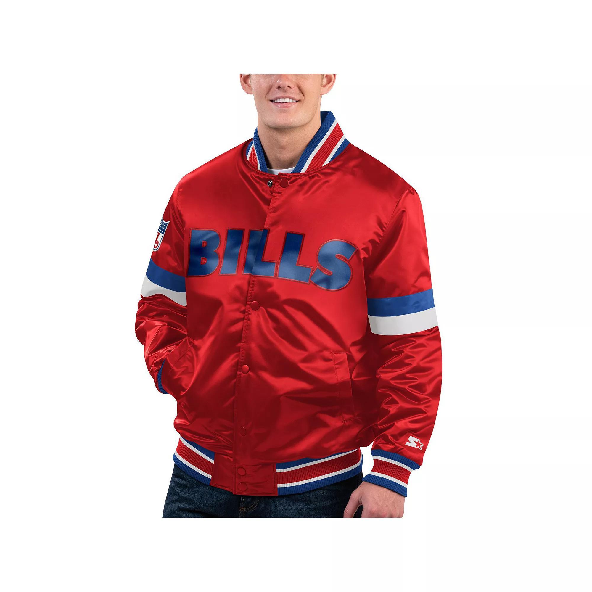Men's Starter Red Buffalo Bills Gridiron Classics Home Game Satin Full-Snap Varsity Jacket, Size: 2XL Product Image