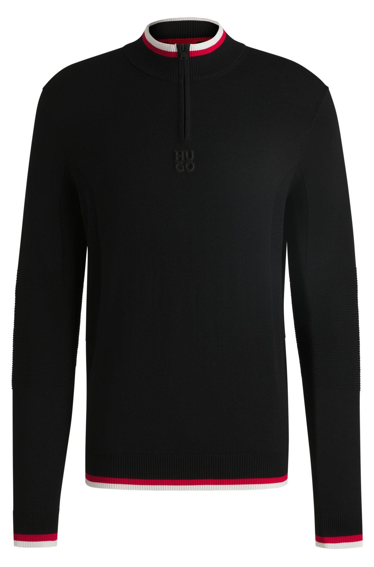 Zip-neck sweater with contrast tipping Product Image