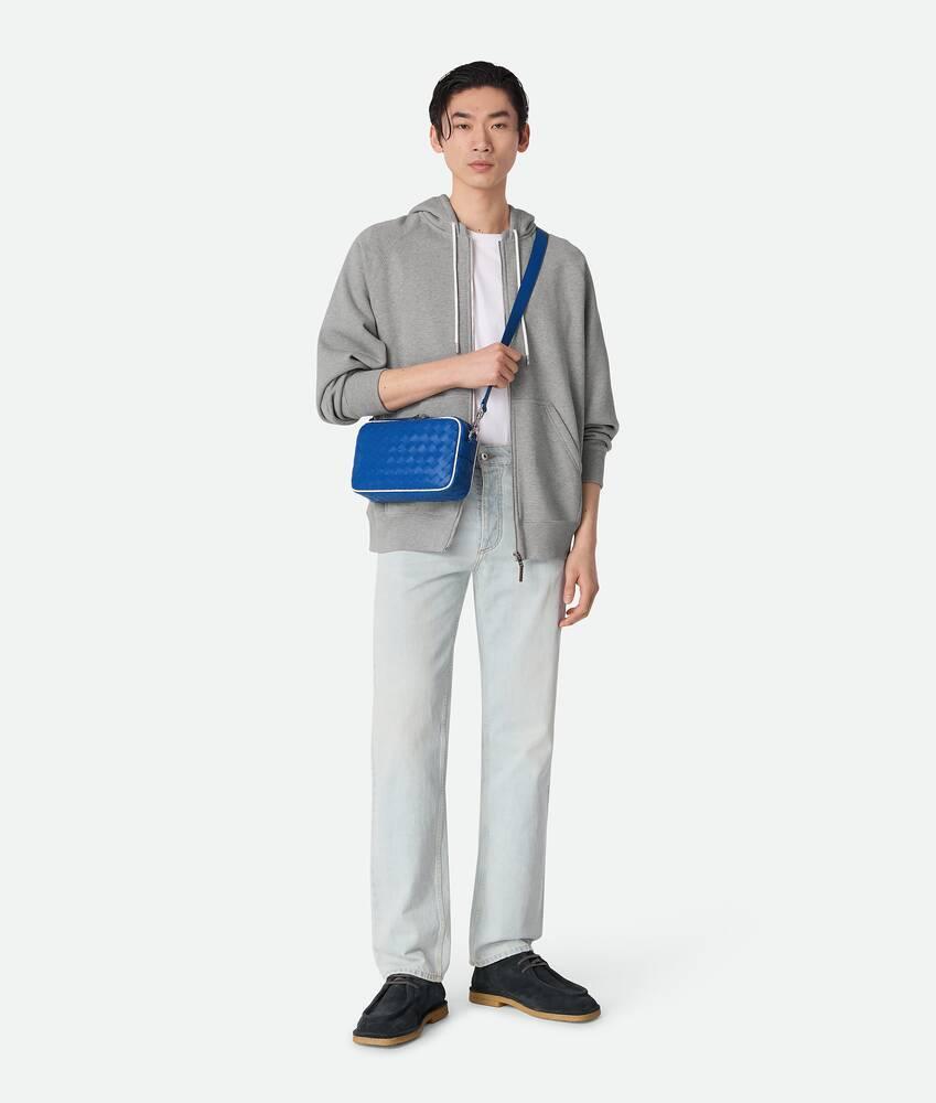 Men's Small Intrecciato Camera Bag in Cobalt/white Product Image