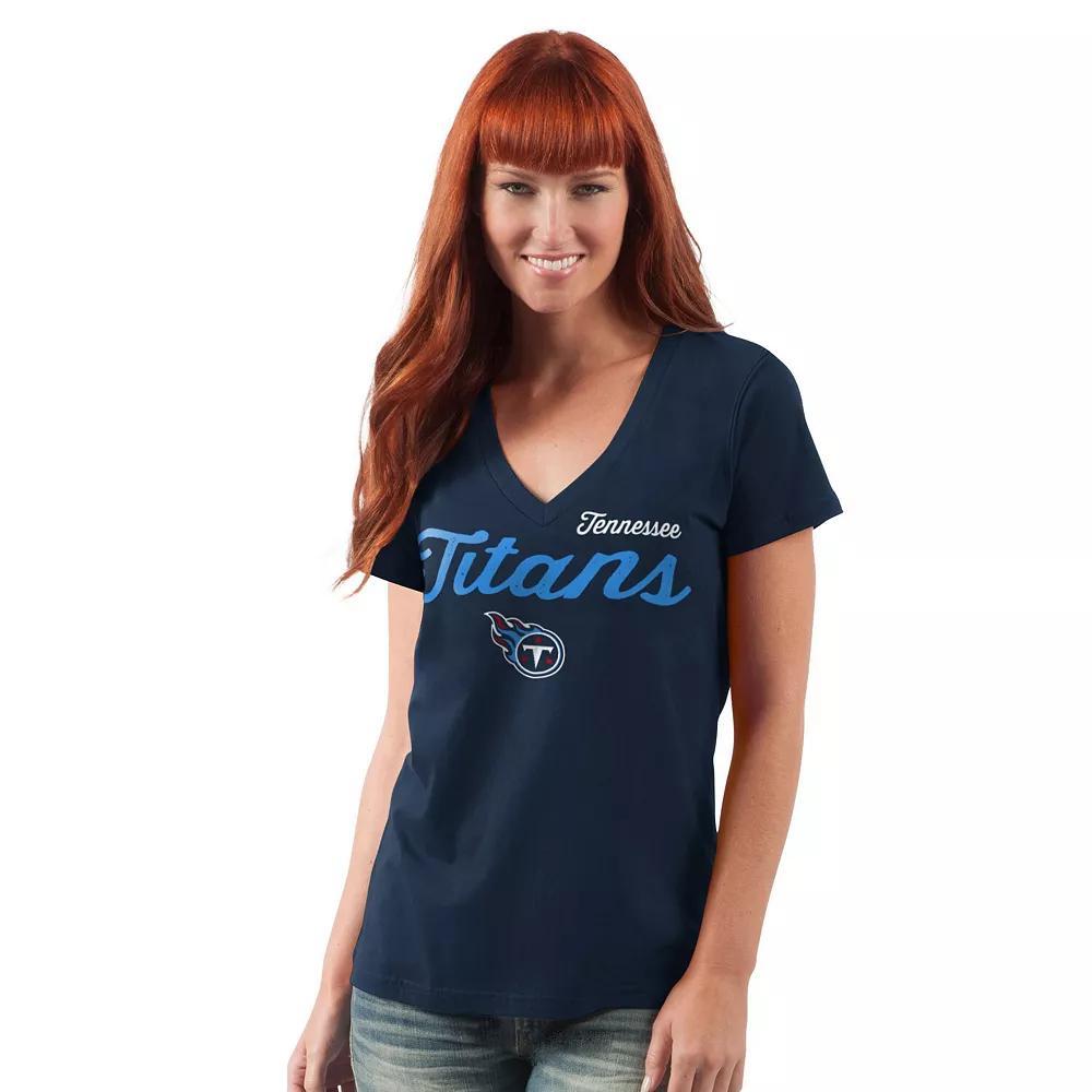 Women's G-III 4Her by Carl Banks Navy Tennessee Titans Post Season V-Neck T-Shirt, Size: 2XL, Blue Product Image