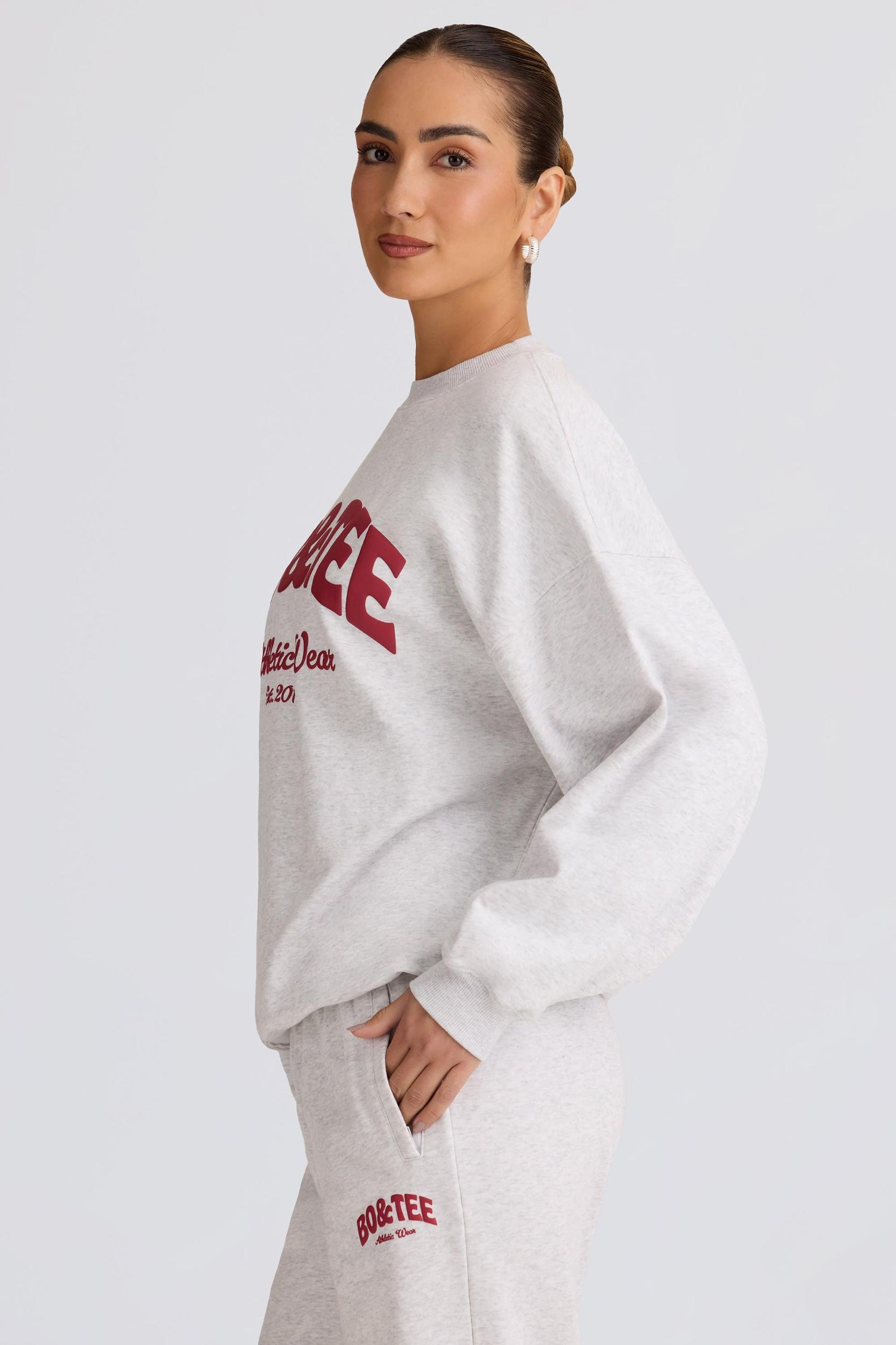 Oversized Crew-Neck Sweatshirt in Grey Marl Product Image