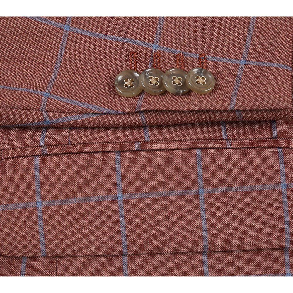 Men's Brown Classic Fit Wool Plaid Blazer Male Product Image
