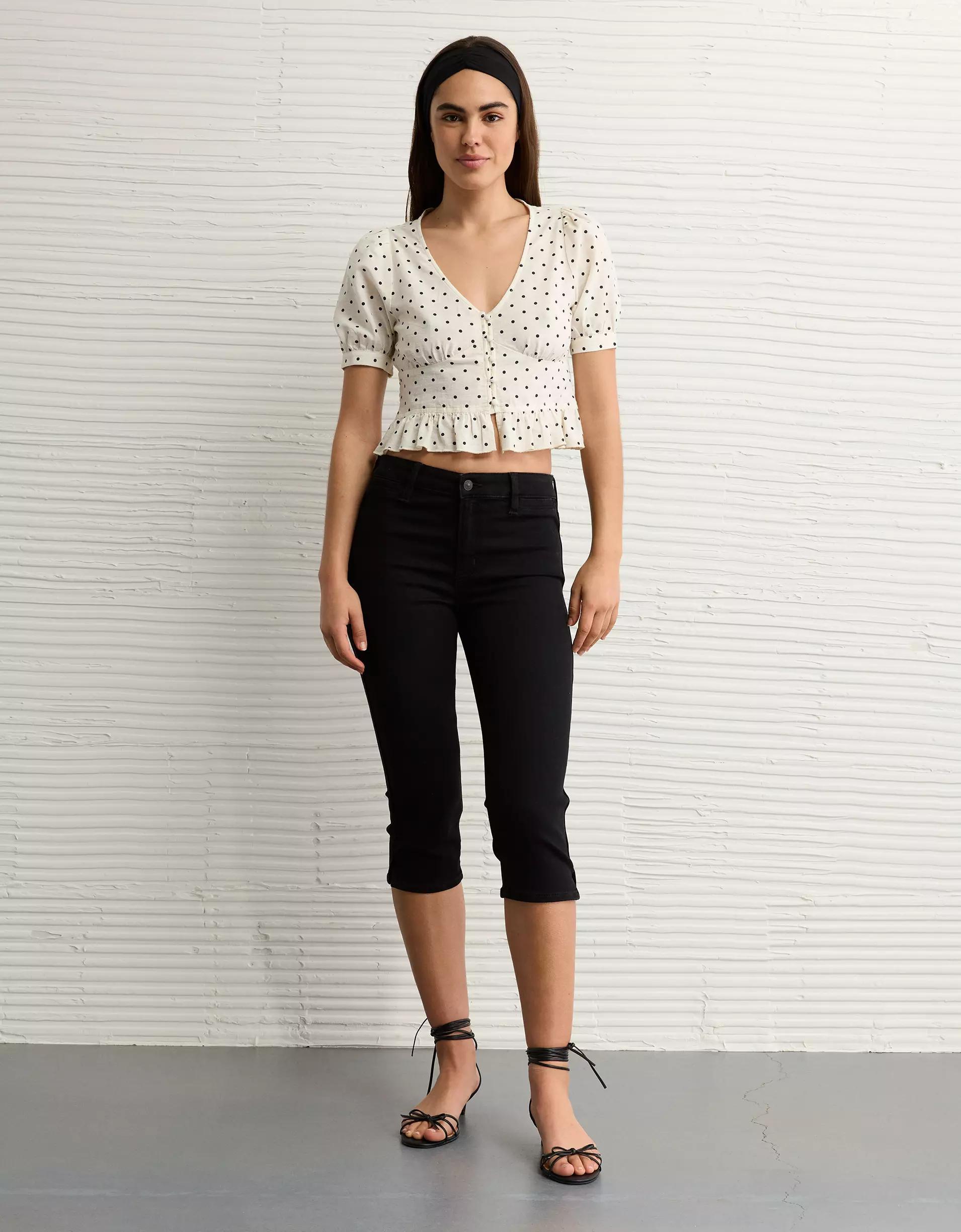 AE V-Neck Puff Sleeve Corset Shirt Product Image