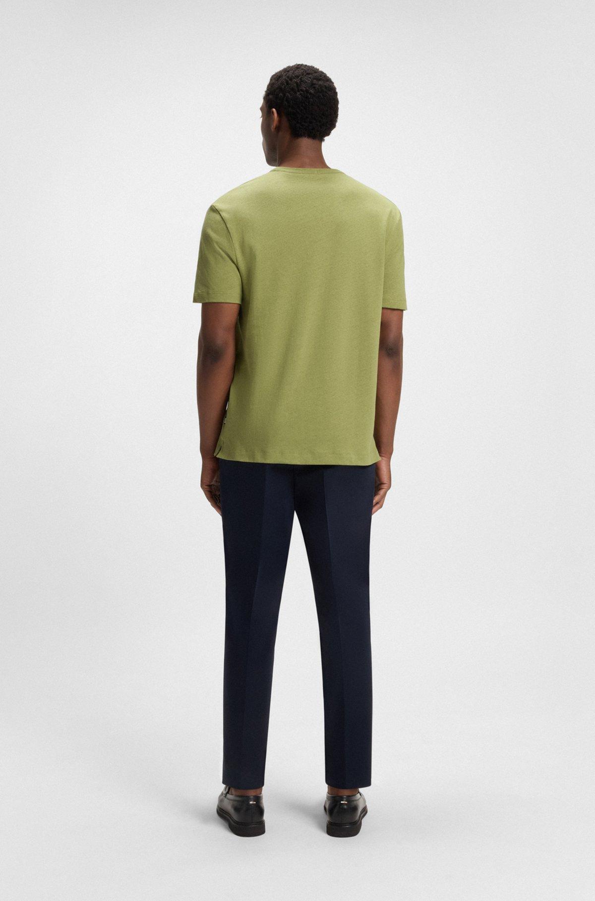BOSS - Regular-fit T-shirt in cotton and linen - Green Product Image